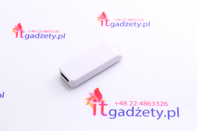 Biały usb flash, nadruk logo