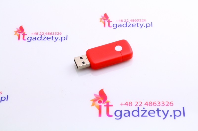 Czerwony pendrive, nadruk logo