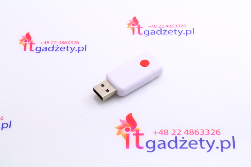 Biały pendrive z nadrukiem logo